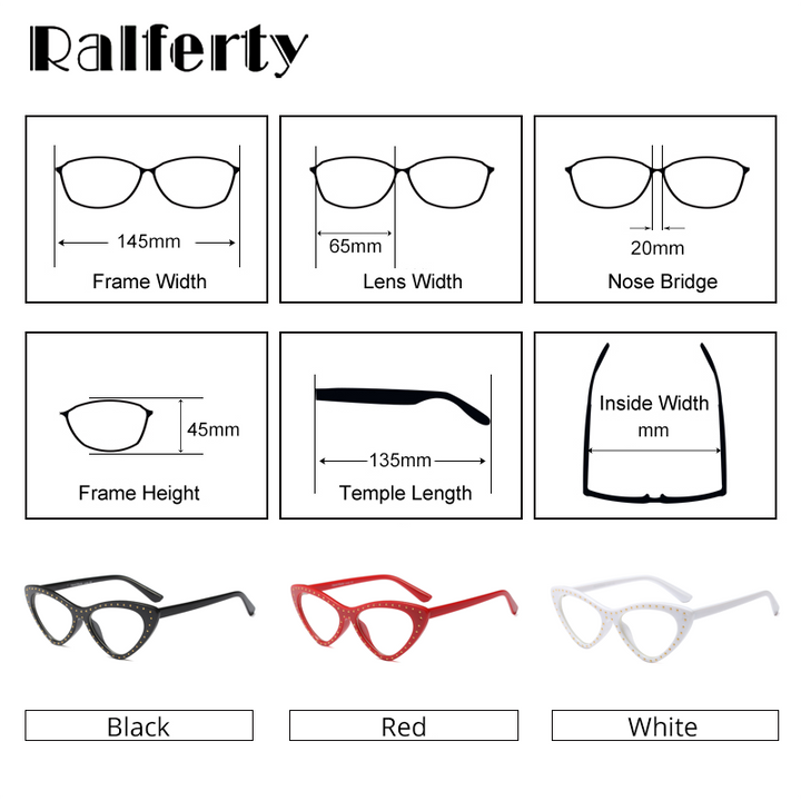 Ralferty Women's Full Rim Oval Cat Eye Acetate Eyeglasses F95130 Full Rim Ralferty