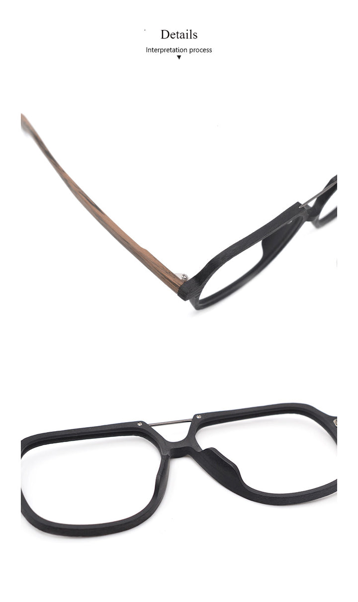 Hdcrafter Unisex Full Rim Square Oversized Wood Eyeglasses Ps8210 Full Rim Hdcrafter Eyeglasses
