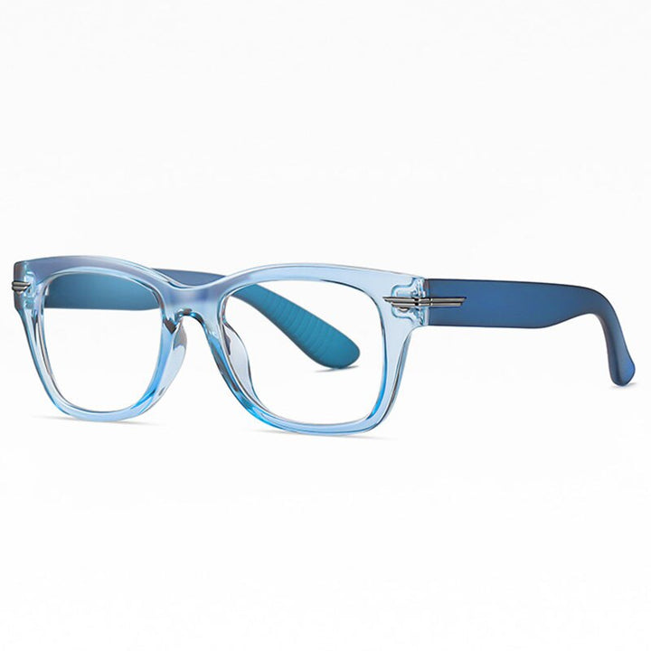 Hotochki Unisex Full Rim Plastic Frame Eyeglasses Tr3393 Full Rim Hotochki Transparent BlueC120