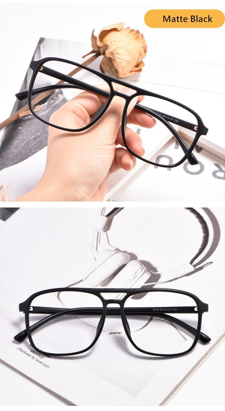 Yimaruili Unisex Full Rim TR 90 Resin Double Bridge Frame Eyeglasses D138 Full Rim Yimaruili Eyeglasses