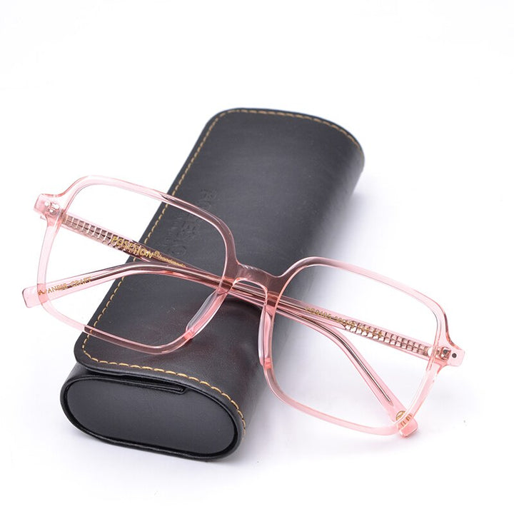 Hdcrafter Women's Full Rim Oversized Square Acetate Frame Eyeglasses Ps9105 Full Rim Hdcrafter Eyeglasses