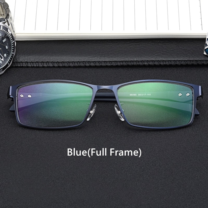 Yimaruili Men's Semi Or Full Rim Alloy Frame Eyeglasses 66071/66085 Full Rim Yimaruili Eyeglasses Blue(Full Frame)