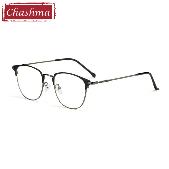 Chashma Ottica Unisex Full Rim Square Round Alloy Eyeglasses 3389 Full Rim Chashma Ottica Black with Gray