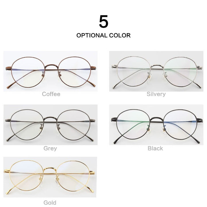 Muzz Unisex Full Rim Round Titanium Frame Eyeglasses 164044 Full Rim Muzz