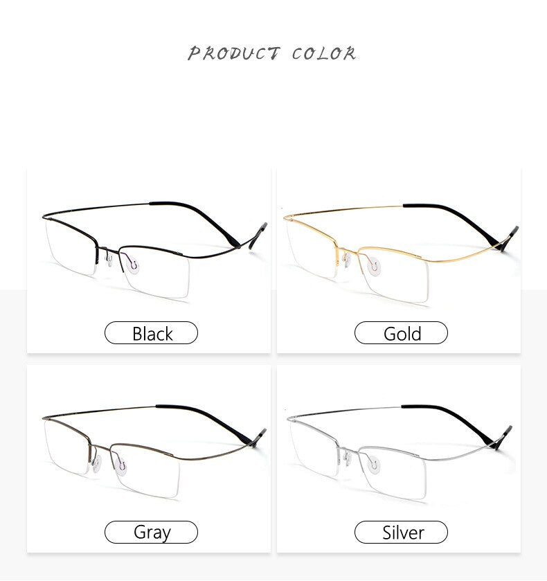 Yimaruili Men's Semi Rim Hinge Free β Titanium Frame Eyeglasses 30004 Semi Rim Yimaruili Eyeglasses