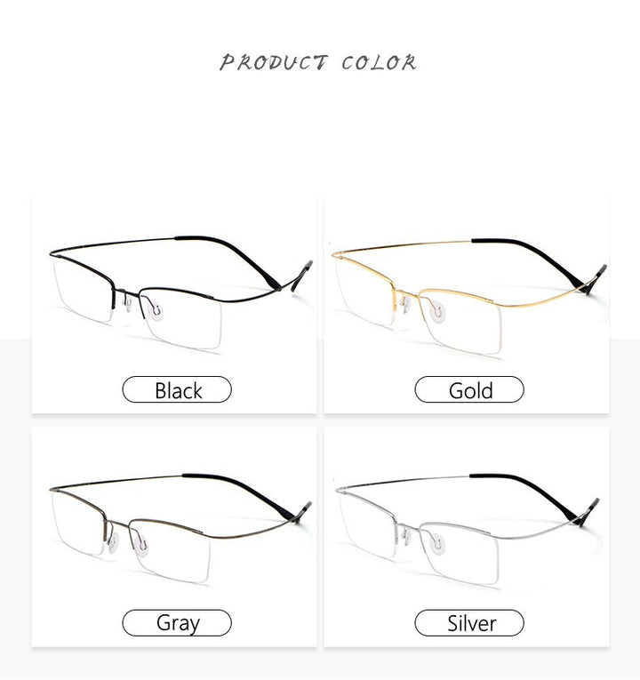 Yimaruili Men's Semi Rim Hinge Free β Titanium Frame Eyeglasses 30004 Semi Rim Yimaruili Eyeglasses