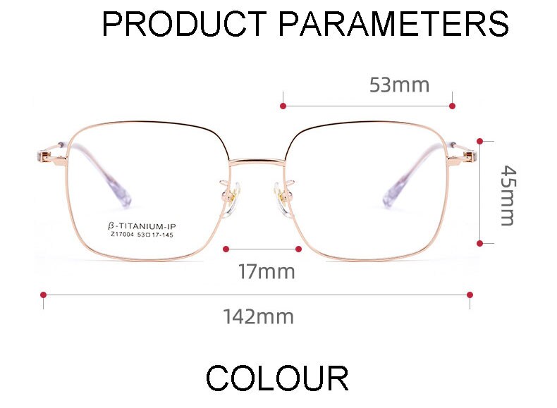 Handoer Unisex Full Rim Large Square Titanium Eyeglasses 17004 Full Rim Handoer