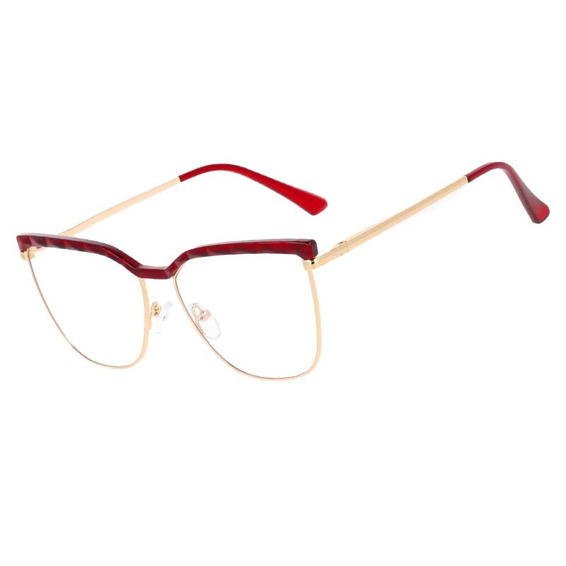 CCspace Unisex Full Rim Square Cat Eye Tr 90 Alloy Frame Eyeglasses 53366 Full Rim CCspace Red