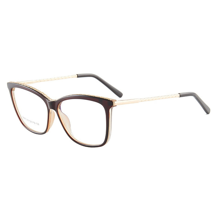 Hotony Woman's Full Rim Square TR 90 Resin Alloy Frame Eyeglasses 7009 Full Rim Hotony