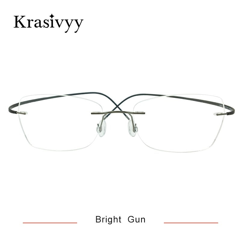 Krasivyy Unisex Rimless Square Oval Eyeglasses Kr6015 Rimless Krasivyy Bright Gun