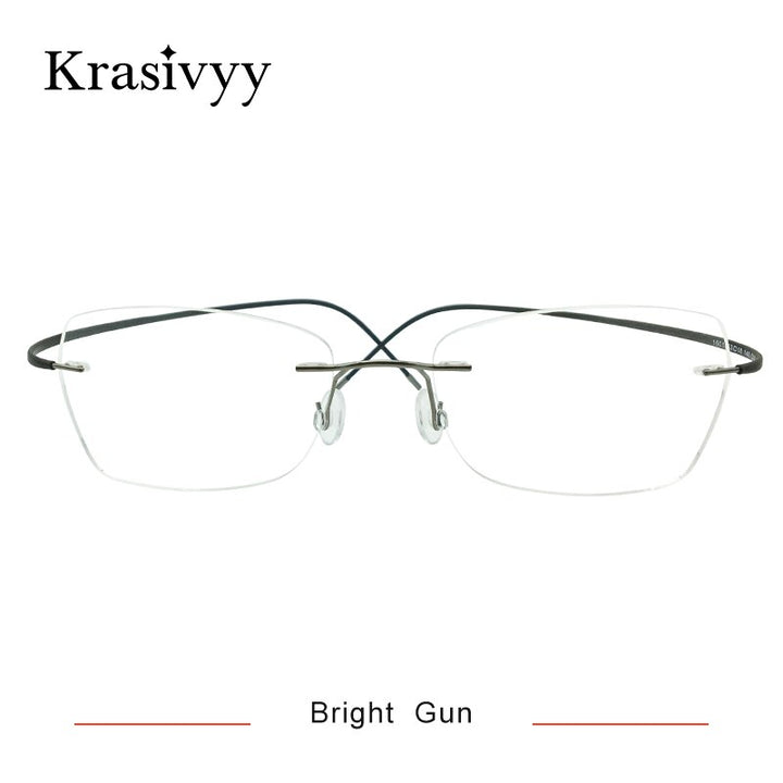 Krasivyy Unisex Rimless Square Oval Eyeglasses Kr6015 Rimless Krasivyy Bright Gun
