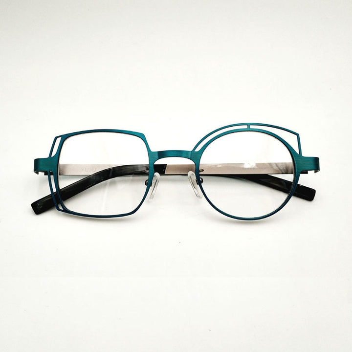 Yujo Unisex Full Rim Round Square Alloy Eyeglasses 811010 Full Rim Yujo