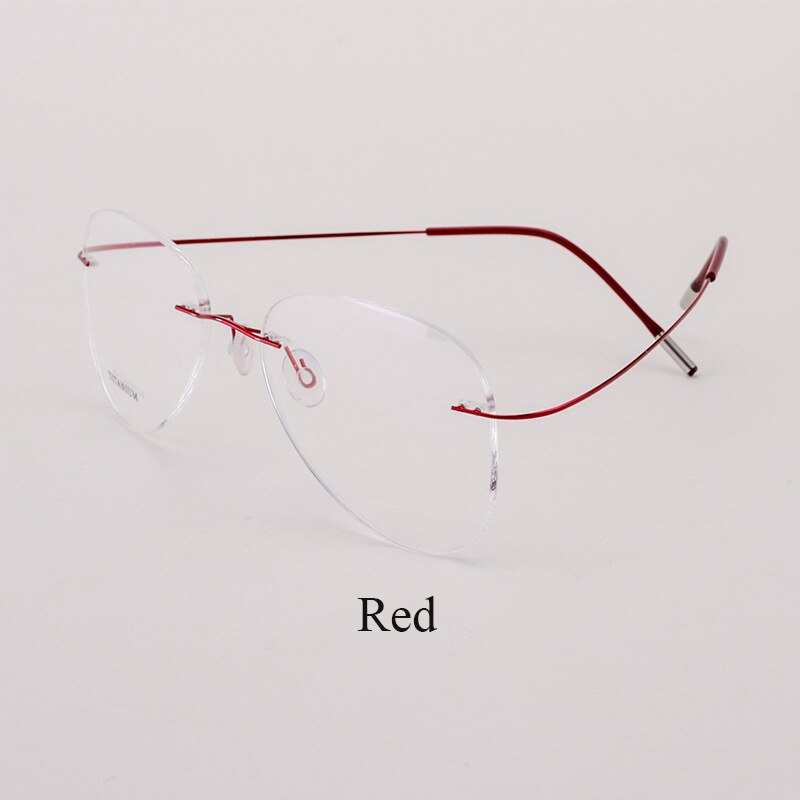 Bclear Unisex Customized Rimless Oval Titanium Alloy Eyeglasses My20002 Rimless Bclear Red