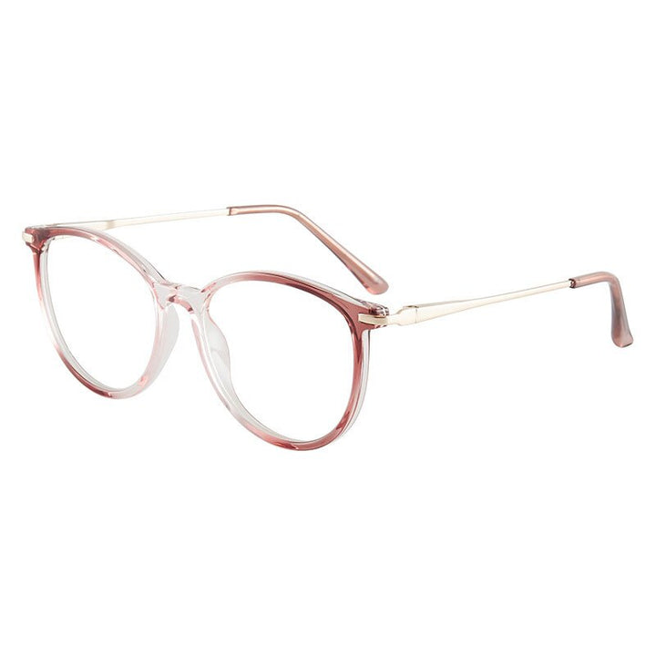 Hotony Women's Full Rim Roun Cat Eye Acetate Alloy Eyeglasses Tr87048 Full Rim Hotony Light Red  