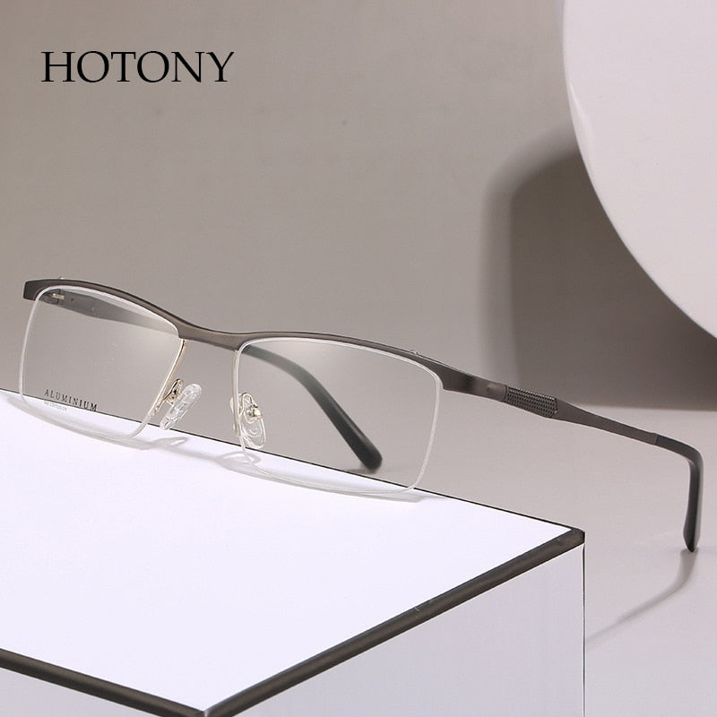 Hotony Unisex Semi Rim Square Alloy Frame Eyeglasses 6303 Semi Rim Hotony