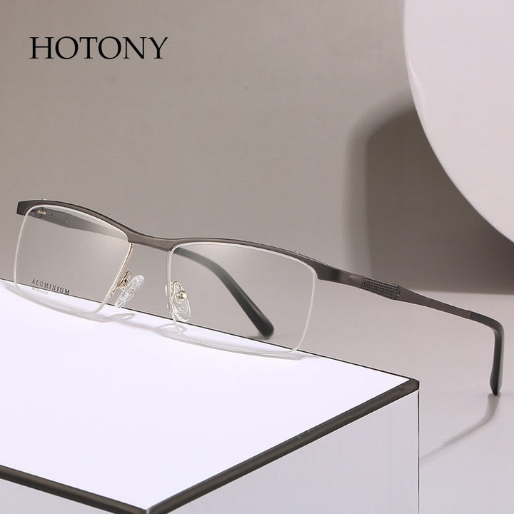 Hotony Unisex Semi Rim Square Alloy Frame Eyeglasses 6303 Semi Rim Hotony