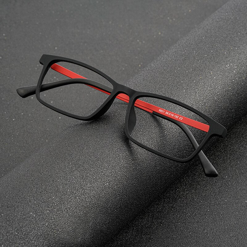Hotony Unisex Full Rim Rectangle TR 90 Resin B Titanium Frame Eyeglasses 9821 Full Rim Hotony