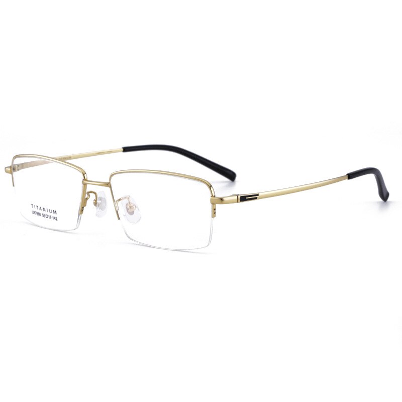 Men's Half Rim Titanium Frame Eyeglasses Lr7888 Semi Rim Bclear Gold