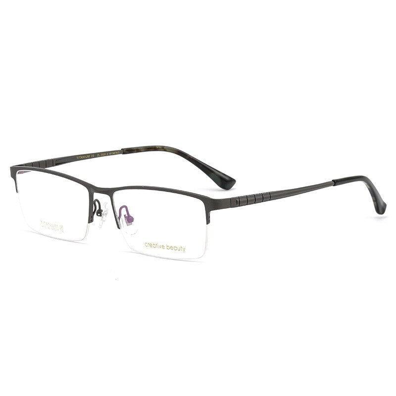 Hotochki Men's Semi Rim Titanium Frame Eyeglasses Ht1099 Semi Rim Hotochki gray