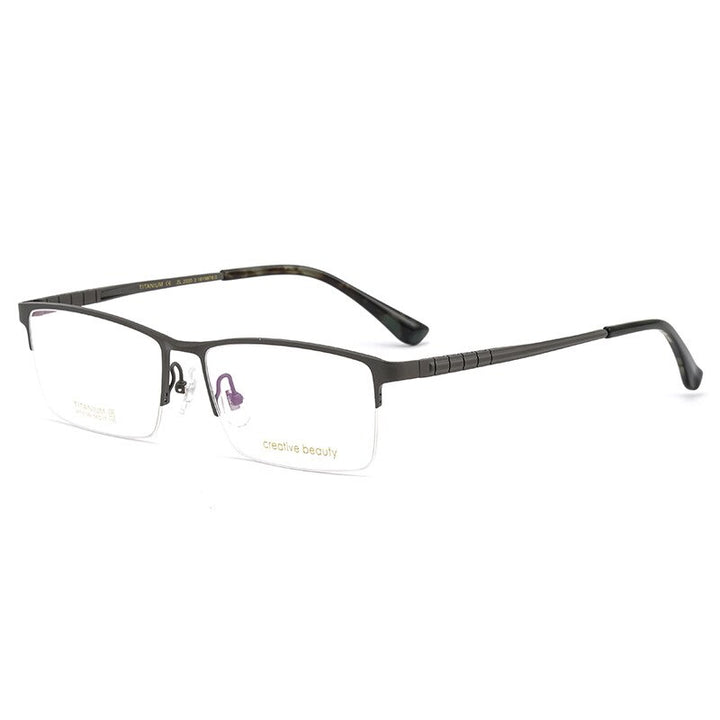 Hotochki Men's Semi Rim Titanium Frame Eyeglasses Ht1099 Semi Rim Hotochki gray