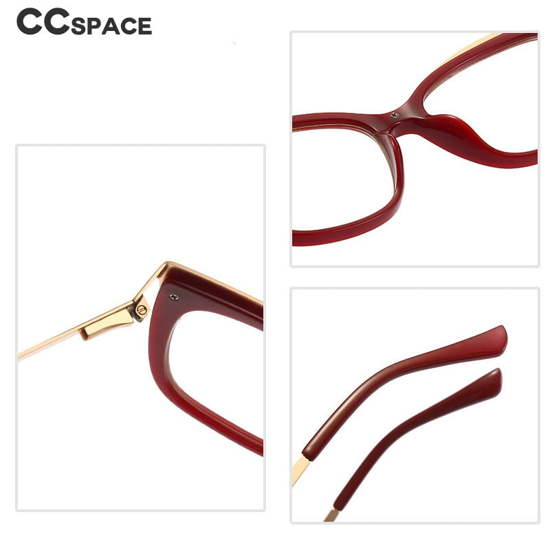 CCspace Women's Full Rim Square Cat Eye Tr 90 Titanium Frame Eyeglasses 49537 Full Rim CCspace