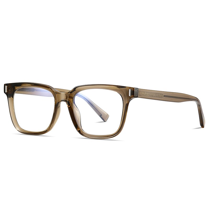 Gmei Unisex Full Rim TR 90 Titanium Square Frame Eyeglasses 2091 Full Rim Gmei Optical C5 Transparent Brown  