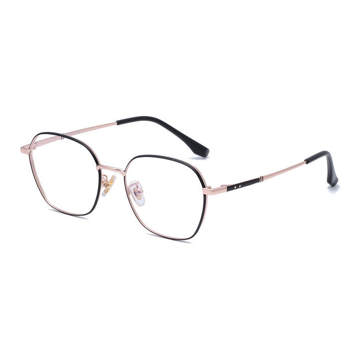 Hotony Unisex Full Rim Polygon Round Titanium Eyeglasses 8009 Full Rim Hotony   