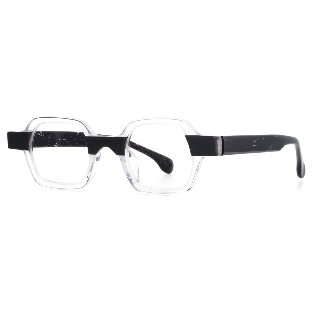 CCspace Unisex Full Rim Square Acetate Small Punk Frame Eyeglasses 49804 Full Rim CCspace clear