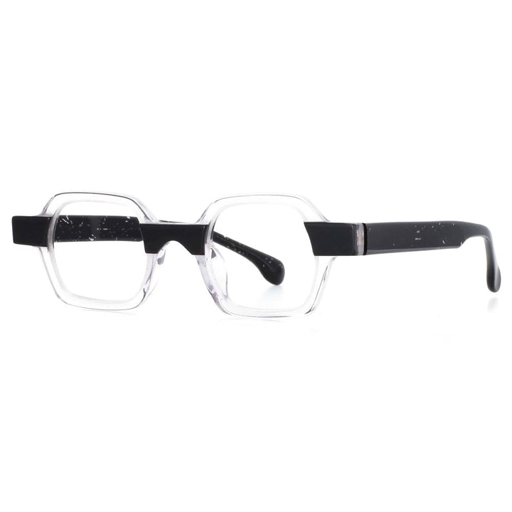 CCspace Unisex Full Rim Square Acetate Small Punk Frame Eyeglasses 49804 Full Rim CCspace clear