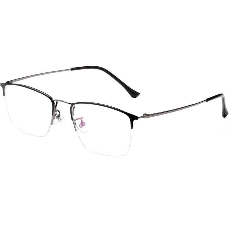 Yimaruili Unisex Semi Rim Titanium Frame Eyeglasses 8017JX Semi Rim Yimaruili Eyeglasses