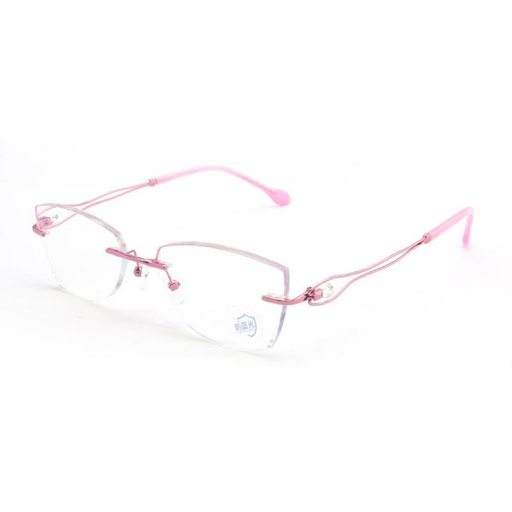 Reven Jate Women's Eyeglasses Titanium Rimless Diamond Cutting 2534 Rimless Reven Jate