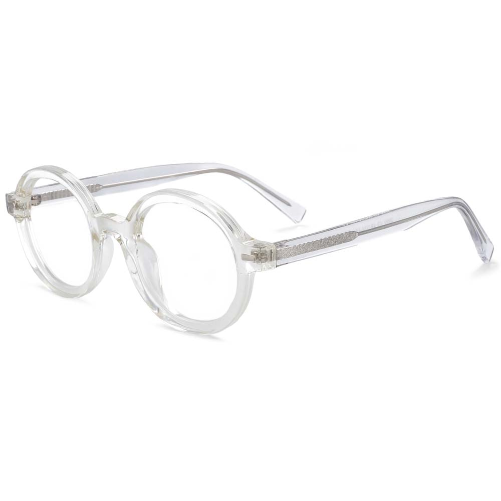 CCspace Unisex Full Rim Round Oval Tr 90 Titanium Rivet Frame Eyeglasses 54026 Full Rim CCspace transparent