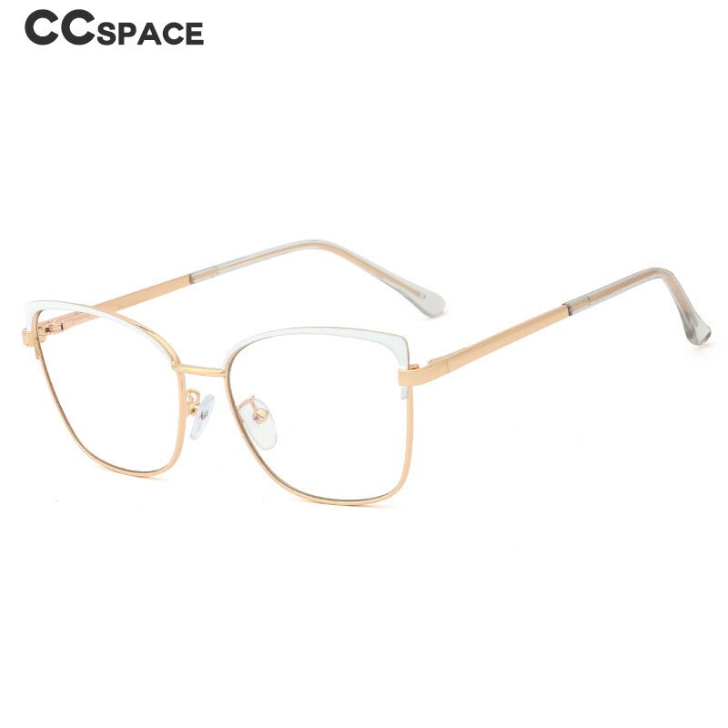 CCspace Women's Full Rim Square Cat Eye Alloy Frame Eyeglasses 48266 Full Rim CCspace