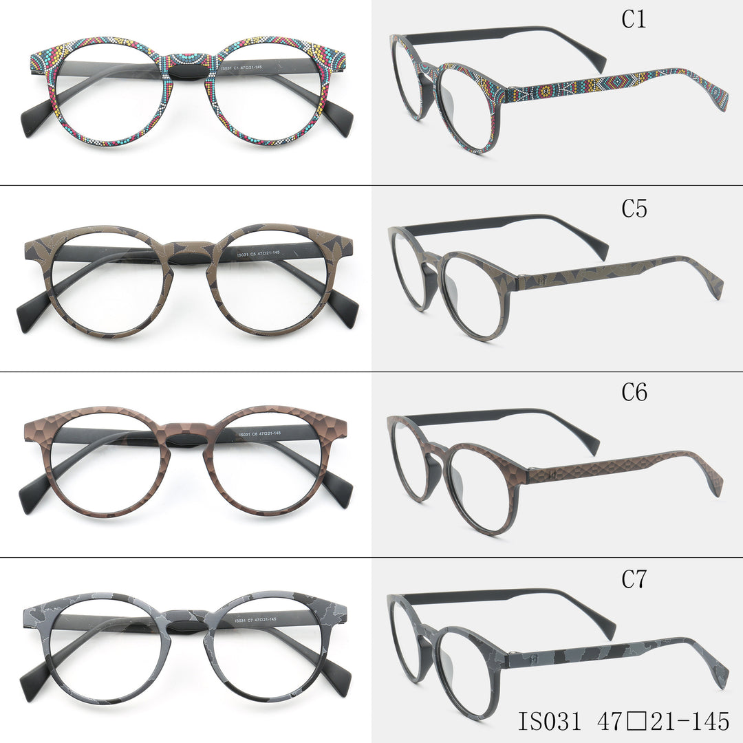 CCspace Unisex Full Rim Round Tr 90 Titanium Frame Eyeglasses 49983 Full Rim CCspace