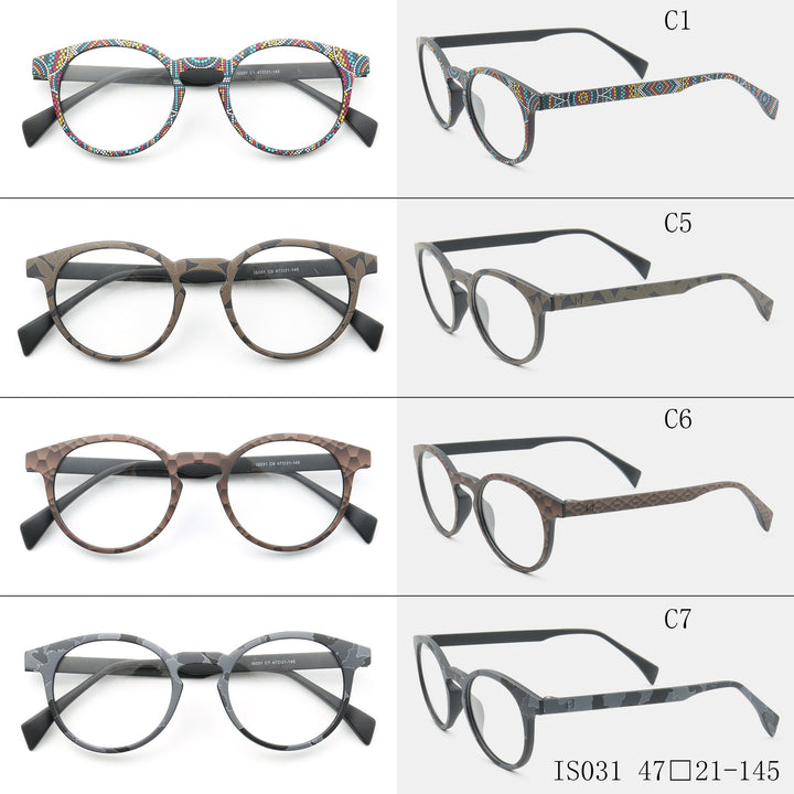 CCspace Unisex Full Rim Round Tr 90 Titanium Frame Eyeglasses 49983 Full Rim CCspace