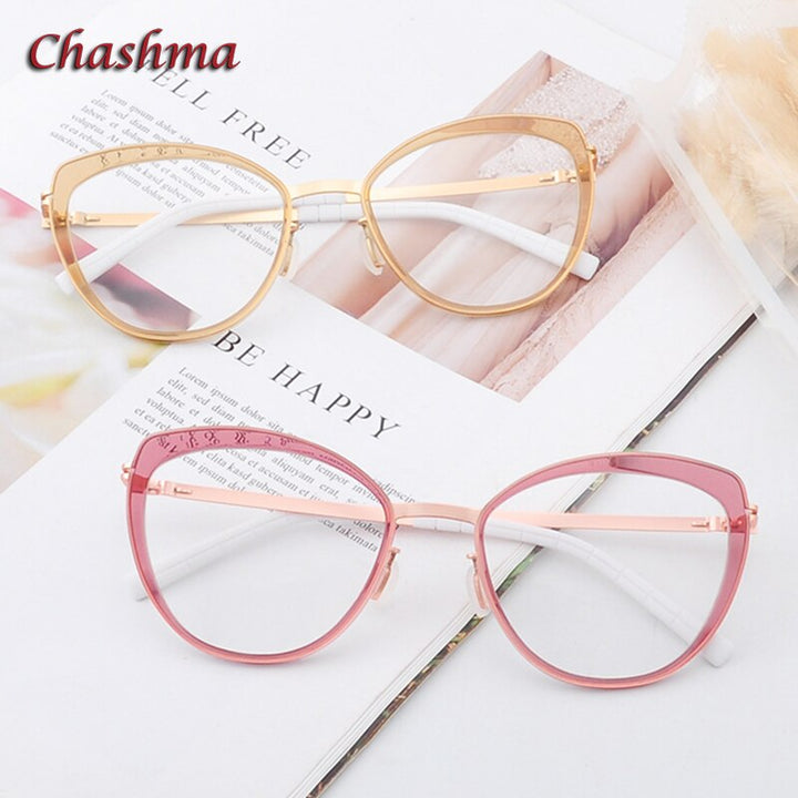 Chashma Ochki Women's Full Rim Square Cat Eye Acetate Alloy Eyeglasses 8908 Full Rim Chashma Ochki