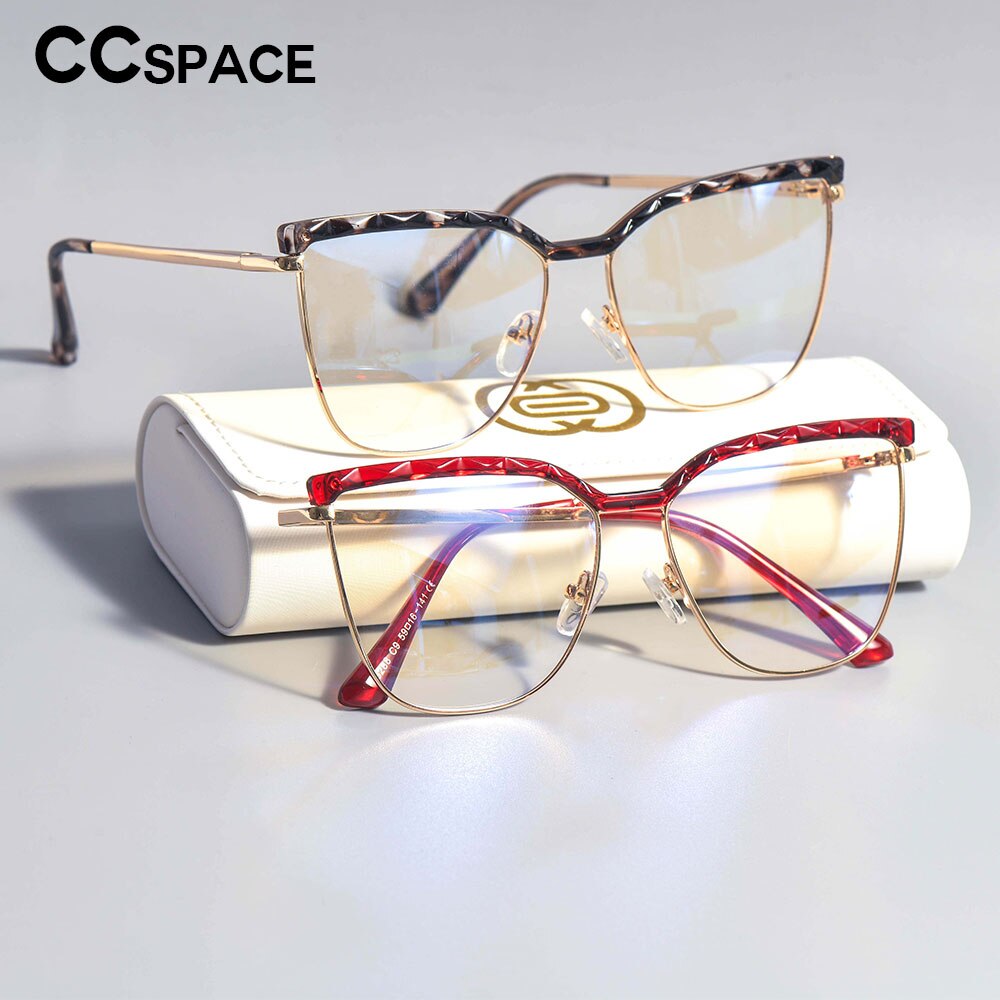 CCspace Unisex Full Rim Square Cat Eye Tr 90 Alloy Frame Eyeglasses 53366 Full Rim CCspace