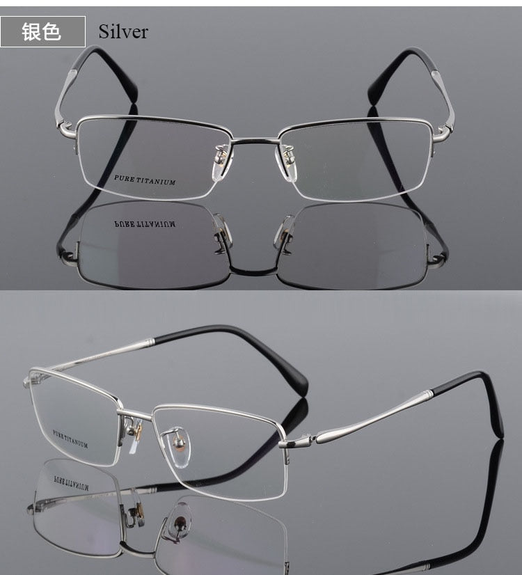 Men's Square Semi Rim Titanium Frame Eyeglasses 8296 Semi Rim Bclear