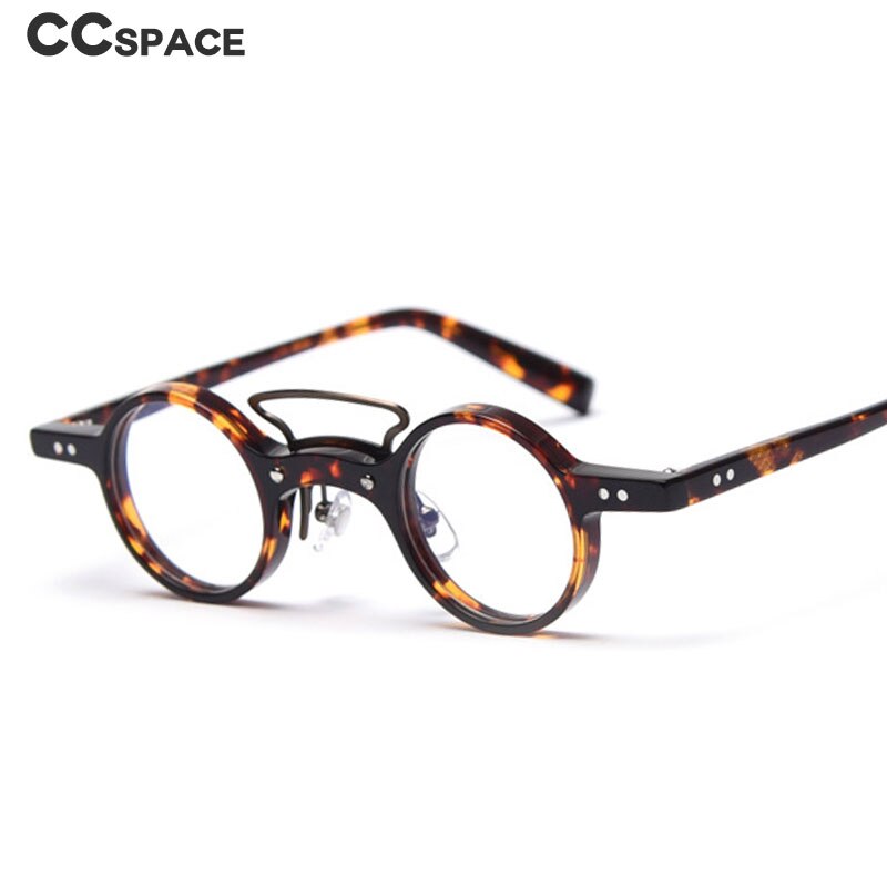 CCspace Unisex Full Rim Round Acetate Punk Double Bridge Frame Eyeglasses 49805 Full Rim CCspace