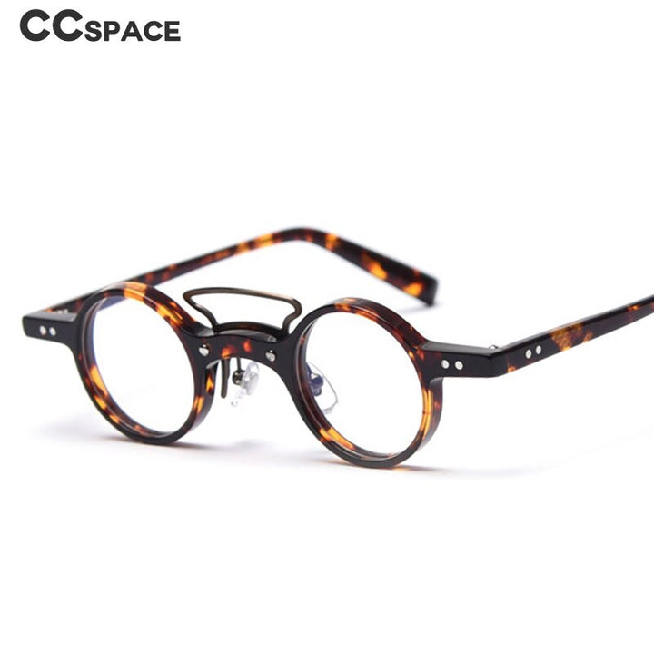 CCspace Unisex Full Rim Round Acetate Punk Double Bridge Frame Eyeglasses 49805 Full Rim CCspace