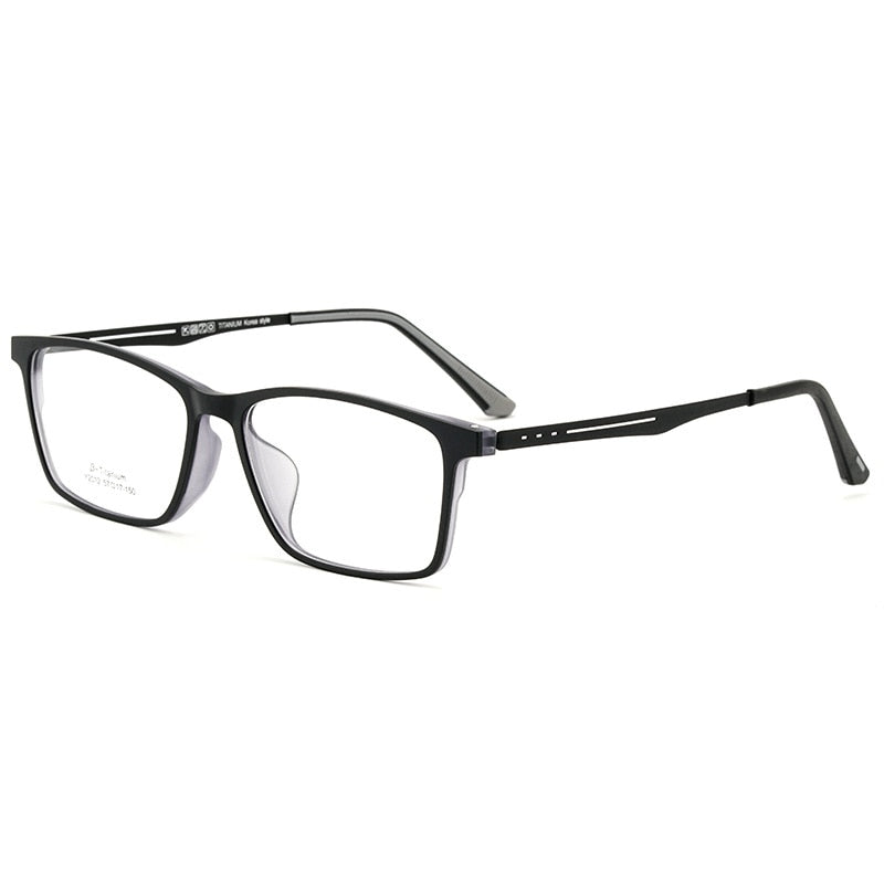 Hdcrafter Men's Full Rim Square Titanium Frame Eyeglasses Y2012 Full Rim Hdcrafter Eyeglasses Black