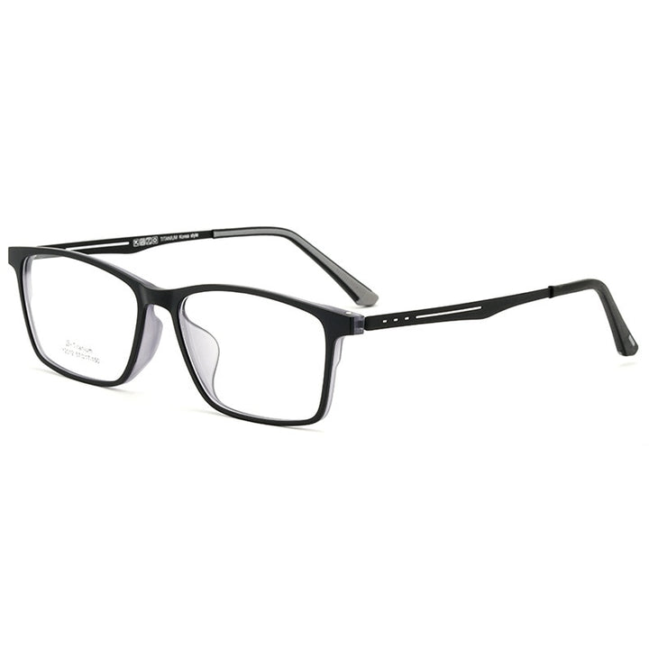 Hdcrafter Men's Full Rim Square Titanium Frame Eyeglasses Y2012 Full Rim Hdcrafter Eyeglasses Black