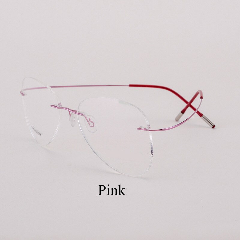 Bclear Unisex Customized Rimless Oval Titanium Alloy Eyeglasses My20002 Rimless Bclear Pink