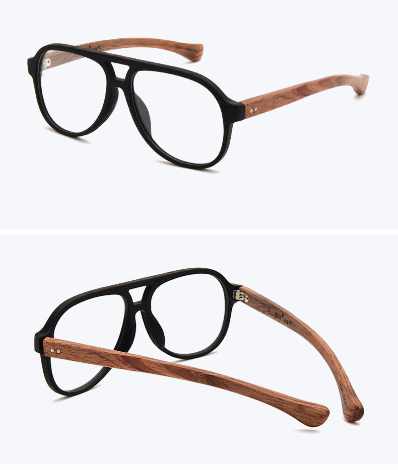 Hdcrafter Unisex Full Rim Double Bridge Round Wood Frame Eyeglasses 7428d Full Rim Hdcrafter Eyeglasses