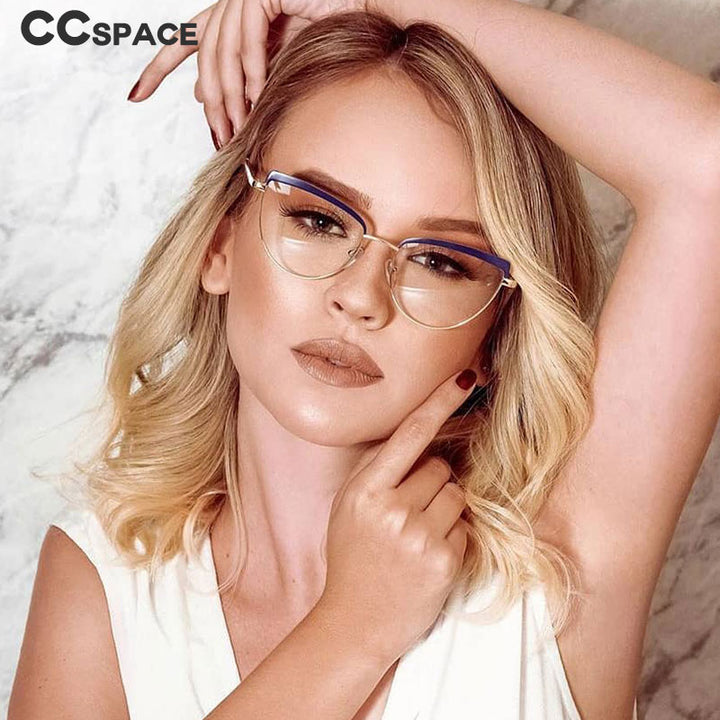 CCspace Unisex Full Rim Cat Eye Alloy Frame Eyeglasses 48193 Full Rim CCspace