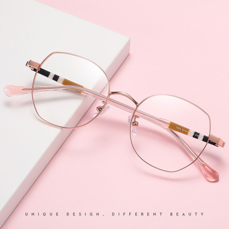 Hotony Unisex Full Rim Irregular Square Alloy Acetate Eyeglasses 1920 Full Rim Hotony