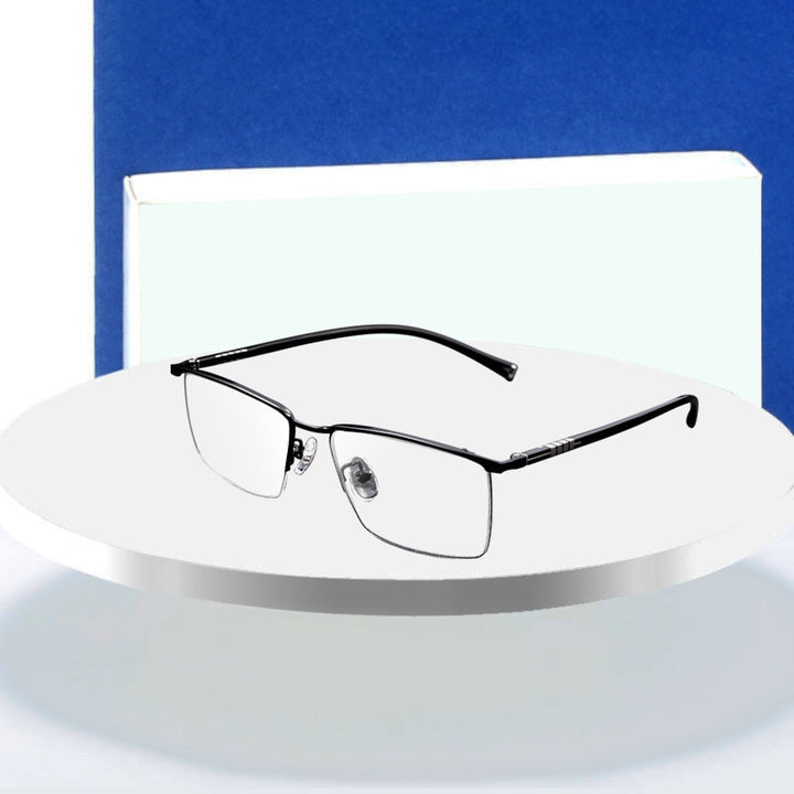 Hotochki Men's Semi Rim Titanium Frame Eyeglasses P9861 Semi Rim Hotochki