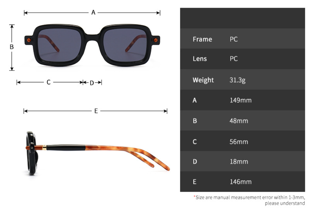 CCspace Unisex Full Rim Rectangle Resin Frame Eyeglasses 53979 Full Rim CCspace
