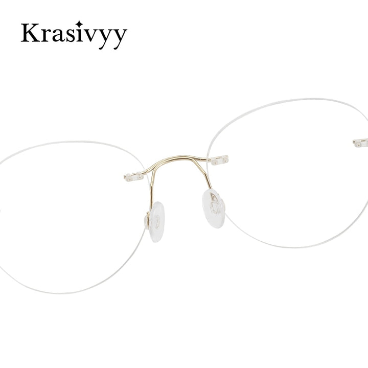 Krasivyy Unisex Rimless Round Titanium Eyeglasses Kr16072 Rimless Krasivyy