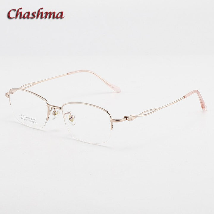 Chashma Ochki Women's Semi Rim Square Titanium Eyeglasses 1836 Semi Rim Chashma Ochki Rose Gold